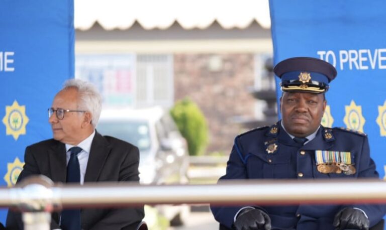 Acting Police Minister Firoz Cachalia and National Police Commissioner Fannie Masemola during a public appearance, August 2025