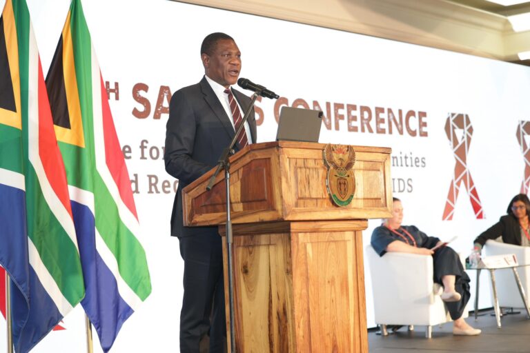 Deputy President Paul Mashatile addresses delegates at the 12th SA AIDS Conference, discussing plans to mitigate the impact of USAID funding cuts.