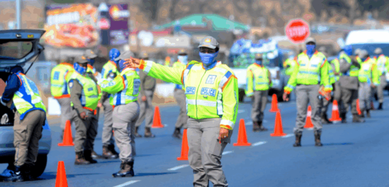 RTMC officers inspecting minibuses and vehicles along the N1 highway during high-traffic pilgrimage weekend.