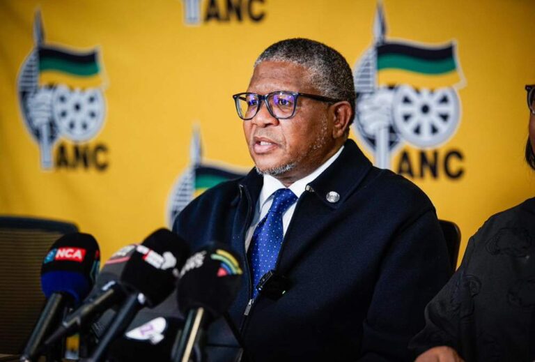 ANC Secretary-General Fikile Mbalula addressing the media on possible expansion of the Government of National Unity (GNU).
