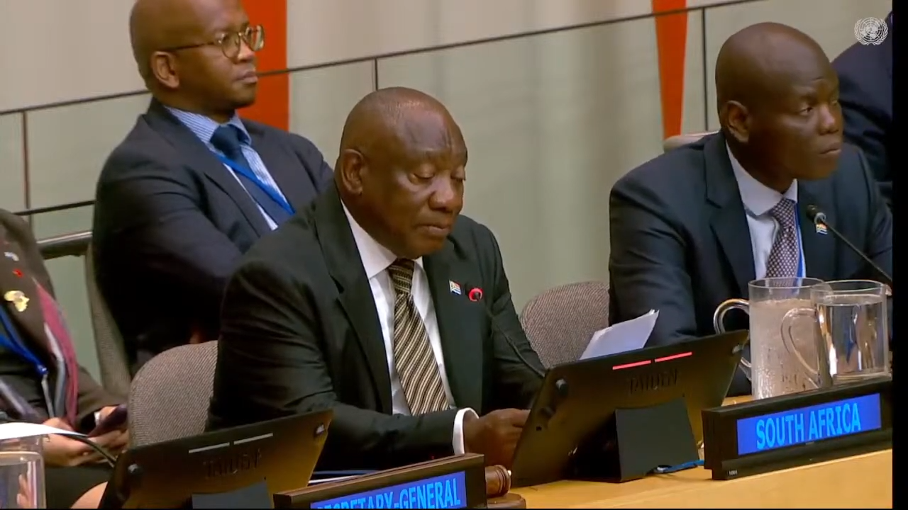 President Cyril Ramaphosa addressing the United Nations General Assembly in New York.