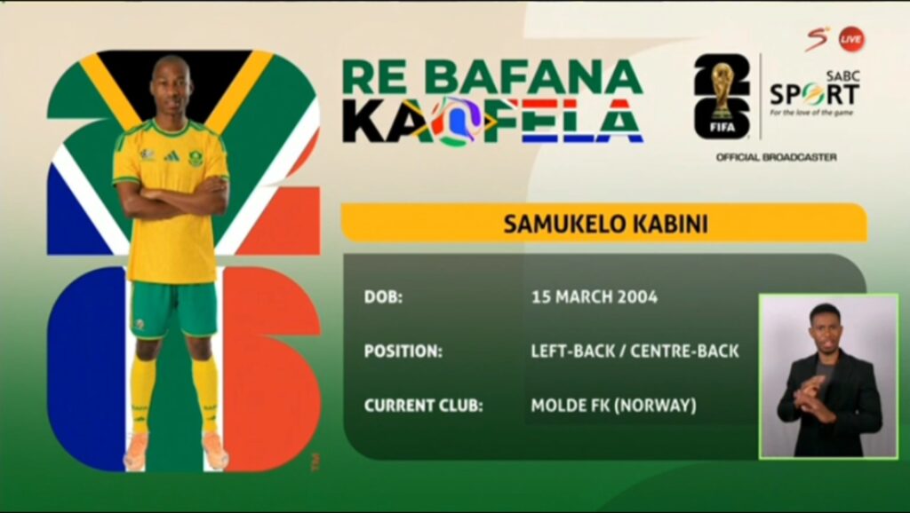 Bafana Bafana Squad List for 2026 FIFA WORLD CUP
