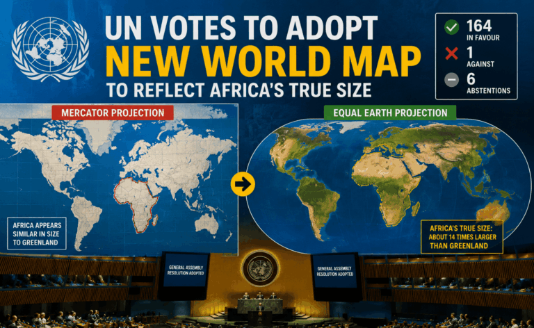 UN changes world map to show Real size of Africa Map